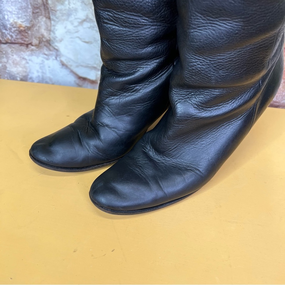 VINTAGE ALBERTA FERRETTI Triple Zip Lampo Black Leather Boots, 8B - Picture 3 of 15